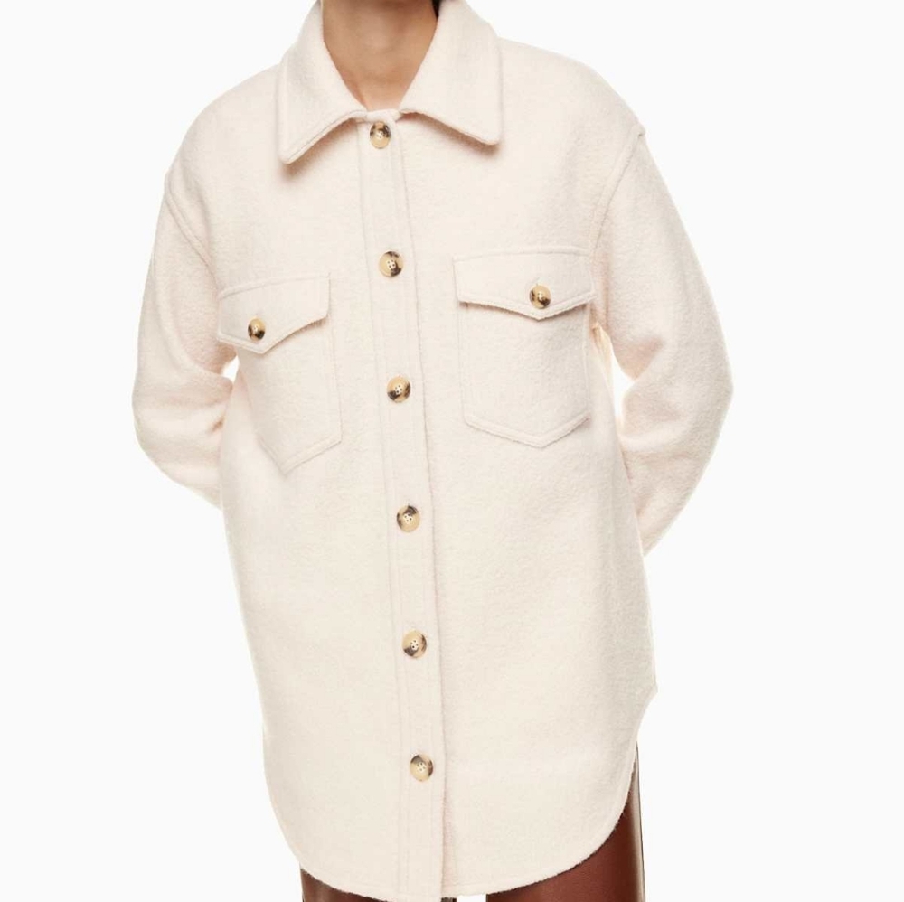 Wilfred Cream Button-Front Teddy Shacket